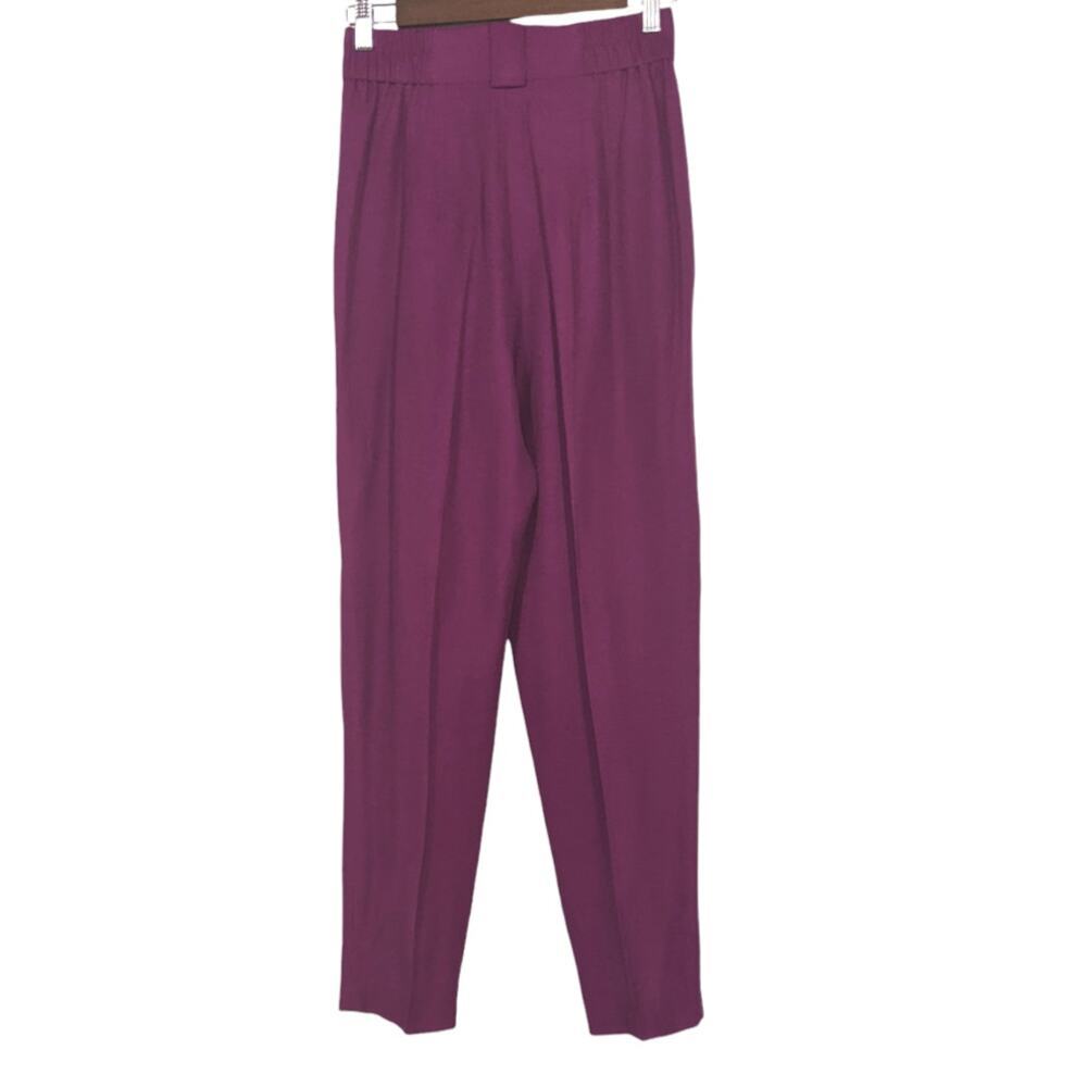 VTG High Waist Tailored Pleated Tapered Fuchia Pants Slacks Accent Buttons XS